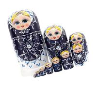 Wdbild 10Pcs Russian Nesting Dolls Handcraft Wood Matryoshka Classical Collectible Babushka Figurine Dolls Kids Stacking Toy