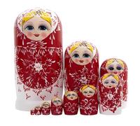 Wdbild 10Pieces Handmade Russian Nesting Dolls Wood Matryoshka Set Folk Arts Craft Babushka Theme Collectible Nesting Dolls Set