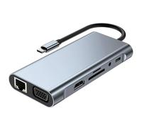 Wdbild 11 In 1 USB C Hubs Multiports Adapter With PD100W Charging HDTV VGA Ethernet Card Reader For Laptop Tablets Type C Devices