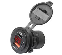Wdbild 12V/24V USB C Car Socket QC3.0 PD Fast Charging Power Outlet Adapter With Voltmeter For Car Marine Truck