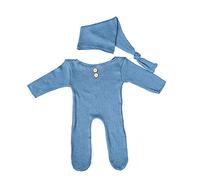 Wdbild 2Pcs Newborn Outfit Baby Romper Hat Set Infants Photo Hats Bodysuit Clothing Photography Props