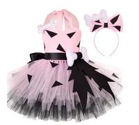 Wdbild 2Pcs Princess Girls Tulle Skirt With Bone Shaped Decor For Kids Trendy Infant Baby Halloween Party Dress With Headband