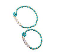 Wdbild 2Pieces Love Heart Flower Beaded Bracelets Delicate Wrist Chain Accessory Ideal For Mother's Day Celebrations Resin Bead
