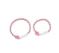 Wdbild 2Pieces Love Heart Flower Beaded Bracelets Delicate Wrist Chain Accessory Ideal For Mother's Day Celebrations Resin Bead