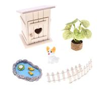 Wdbild 3. Fairies Cottage Display Set With Pool Sculptures & Fence For Garden Scenery Doll House Furniture Accessories