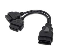 Wdbild 30cm/12inch OBDII Splitter Extension Y Cable 16 Pin Cable Male To Double Female Cord Adapter