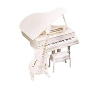 Wdbild 3Pcs Wood Miniature Grand Piano Cello Stool Set Realistic Dollhouses Furniture Accessories For Children Educational Toy Dollhouses Miniature Piano