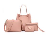 Wdbild 4Pcs/set Leather Women Handbag Shoulder Bag Tote Card Holder Purse Satchel Top Handle Bags Women Bucket Bag