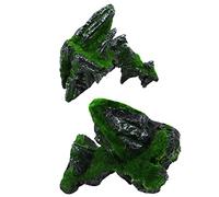 Wdbild Aquarium Mountain View Stone Ornament Moss Rock Landscape 2 Pieces Small Resin Ornaments Artificial Fish For Decor