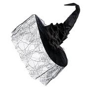 Wdbild Beanie, Halloween Witch Hat with Mesh Spiderweb Party Wizard Hat Unisex Pointed Witch Caps Adult Teens Cosplay Costume Headpiece