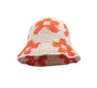 Wdbild Bucket Hat, Crochet Bucket Hat Spring Crochet Flower Pattern Fisherman Hats for Adult Teen Knitted Fisherman Hats Orange