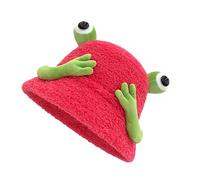 Wdbild Bucket Hat, Frogs Bucket Hat Soft Plush Women's Autumn Hats Internet Celebrity Fisherman Hats Unisex Accessory for Outdoor Activity
