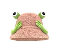Wdbild Bucket Hat, Frogs Bucket Hat Soft Plush Women's Autumn Hats Internet Celebrity Fisherman Hats Unisex Accessory for Outdoor Activity