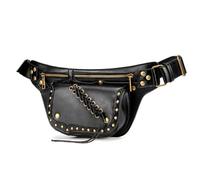 Wdbild Bum Bag, Medieval Steampunk Rivets PU Leather Crossbody Chest Bag Sling Bag Day Pack Travel Utility Belt Hip Waist Bag Purses