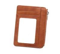 Wdbild Card Holder, PU Leather Blocking Coin Purse Zippered Card Holder with Clear Window for Secure Information Protecting and Easy Access