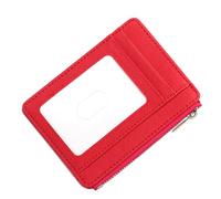 Wdbild Card Holder, PU Leather Blocking Coin Purse Zippered Card Holder with Clear Window for Secure Information Protecting and Easy Access