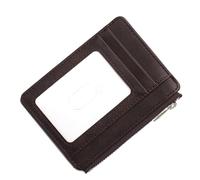 Wdbild Card Holder, PU Leather Blocking Coin Purse Zippered Card Holder with Clear Window for Secure Information Protecting and Easy Access