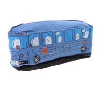 Wdbild Cartoon Bus Pencil Case Big Capacity Canvas Pen Bag Multifunctional Pen Holder Bag Zippered Pouches for Student Multifunctional Pencil Container