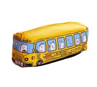 Wdbild Cartoon Bus Pencil Case Big Capacity Canvas Pen Bag Multifunctional Pen Holder Bag Zippered Pouches for Student Multifunctional Pencil Container