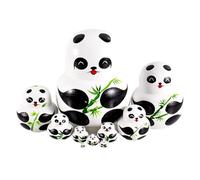 Wdbild Classical Matryoshka Stacking Panda Dolls Set Handmade Russian Nesting Dolls Kids Hand Eye Coordination Educational Toy
