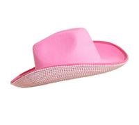 Wdbild Cowboy Hat, Cowgirls Hat with Adjustable Chin Rope for Proms Banquets Party Beads Studded Cowgirls Hats for Adult Teen Taking Photo