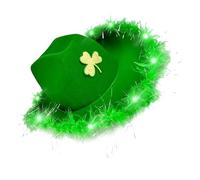Wdbild Cowboy Hat, Popular LED Green Clovers Hat for StPatricks Day Irish Holiday Props Party Hats Festival Theme Event Headwear All Ages