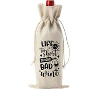 Wdbild Drawstring Bags, Linen Wine Bag for Wine Bottles Farewell for Friend and Coworkers Moving Away Celebration Reusable Wine Bag