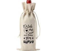 Wdbild Drawstring Bags, Linen Wine Bag for Wine Bottles Farewell for Friend and Coworkers Moving Away Celebration Reusable Wine Bag