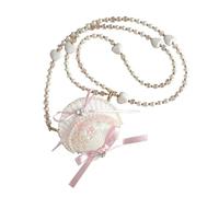 Wdbild Fashion Elegant Pearls Beaded Phone Holder Shoulder Strap Sparkling Sequins Natural Shell Decoration 120cm
