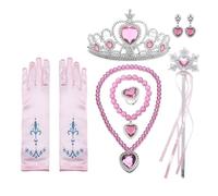 Wdbild Girls Princess Accessories Dress Up Clothing Set Gloves Crown Earrings Necklace And Hair Braid For Girls' Cosplay