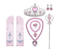 Wdbild Girls Princess Accessories Dress Up Clothing Set Gloves Crown Earrings Necklace And Hair Braid For Girls' Cosplay