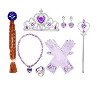 Wdbild Girls Princess Accessories Dress Up Clothing Set Gloves Crown Earrings Necklace And Hair Braid For Girls' Cosplay