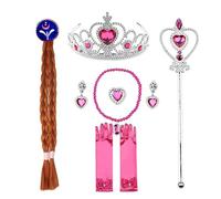 Wdbild Girls Princess Accessories Dress Up Clothing Set Gloves Crown Earrings Necklace And Hair Braid For Girls' Cosplay