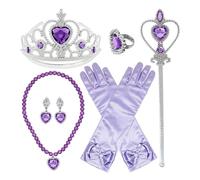 Wdbild Girls Princess Accessories Dress Up Clothing Set Gloves Crown Earrings Necklace And Hair Braid For Girls' Cosplay