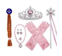 Wdbild Girls Princess Accessories Dress Up Clothing Set Gloves Crown Earrings Necklace And Hair Braid For Girls' Cosplay