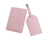 Wdbild Hot Stamping The World Map PU Leather for Case Holder with Luggage Tags Travel Credit Card Protector for Women Couples
