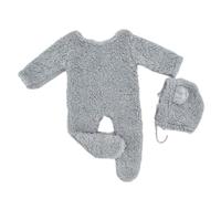 Wdbild Infant Photography Props Berber Fleece Hat Jumpsuit Photostudio Posing Wear Baby Romper Newborn Shower 2PCS Newborn Bear Hat And Jumpsuit Set Baby Bear Themed Photography Prop
