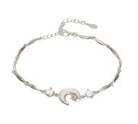 Wdbild Lightweight Alloy Moon Wrist Chain With Adjustable Closure Sparkling Night Out Accessory For Women Alloy Crushed Ice Bangle