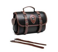 Wdbild Motorcycle Saddlebag with 2 Straps Tool Bag PU Retro Styles Storage Bag Large Capacity for Adult Men Black Retro Motorcycle Tool