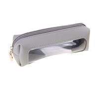 Wdbild Multifunctional Pencil Bag Clear PU Pencil Water Resistant Clear Pen Bag Zippered Stationery Bag for Office Staff
