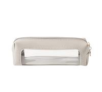 Wdbild Multifunctional Pencil Bag Clear PU Pencil Water Resistant Clear Pen Bag Zippered Stationery Bag for Office Staff