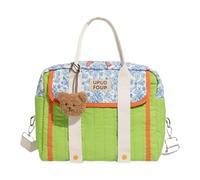Wdbild Portable Baby Diaper Bag With Shoulder Strap Elegant Embroidered Design Mummy Bag For Easy Parenting Travel Multi Compartment