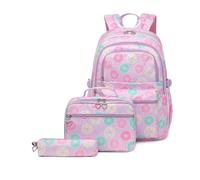 Wdbild Prints Backpack Set with Lunch Bag Pencil Case for Teenager Girls 3pcs School Bag for Primary Student