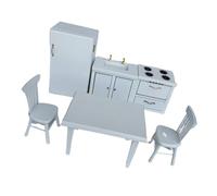 Wdbild Realistic Miniature Dollhouses Furniture Kitchen Accessories With Table Chair And Kitchen Cabinet Set For Scene Decors