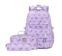 Wdbild School Bag, 3pcs Girls School Backpack Set with Lunch Bag and Pencil Case Book Bag Casual Rucksack Daypack for Student