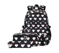 Wdbild School Bag, 3pcs Girls School Backpack Set with Lunch Bag and Pencil Case Book Bag Casual Rucksack Daypack for Student