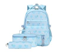 Wdbild School Bag, 3pcs Girls School Backpack Set with Lunch Bag and Pencil Case Book Bag Casual Rucksack Daypack for Student