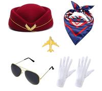 Wdbild Top Hat, Airline Captain Costume Make Up Set Stewardesses Make Up Hat Comfortable Fabric Uniform for Theme Event