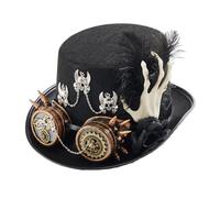 Wdbild Top Hat, Carnivals Medieval Hat Flat Top Hats with Hand Skeleton Goggles Flat Hats for Halloween Carnivals Party