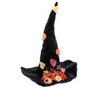 Wdbild Top Hat, Halloween Witch Hat with Flower Theme Party Wizard Hats Unisex Pointed Witch Hats Adult Kids Cosplay Costume Headpiece